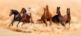 Horse Herd Galloping in Desert Wall Mural Non-Woven Photo Wallpaper Made... - £70.23 GBP