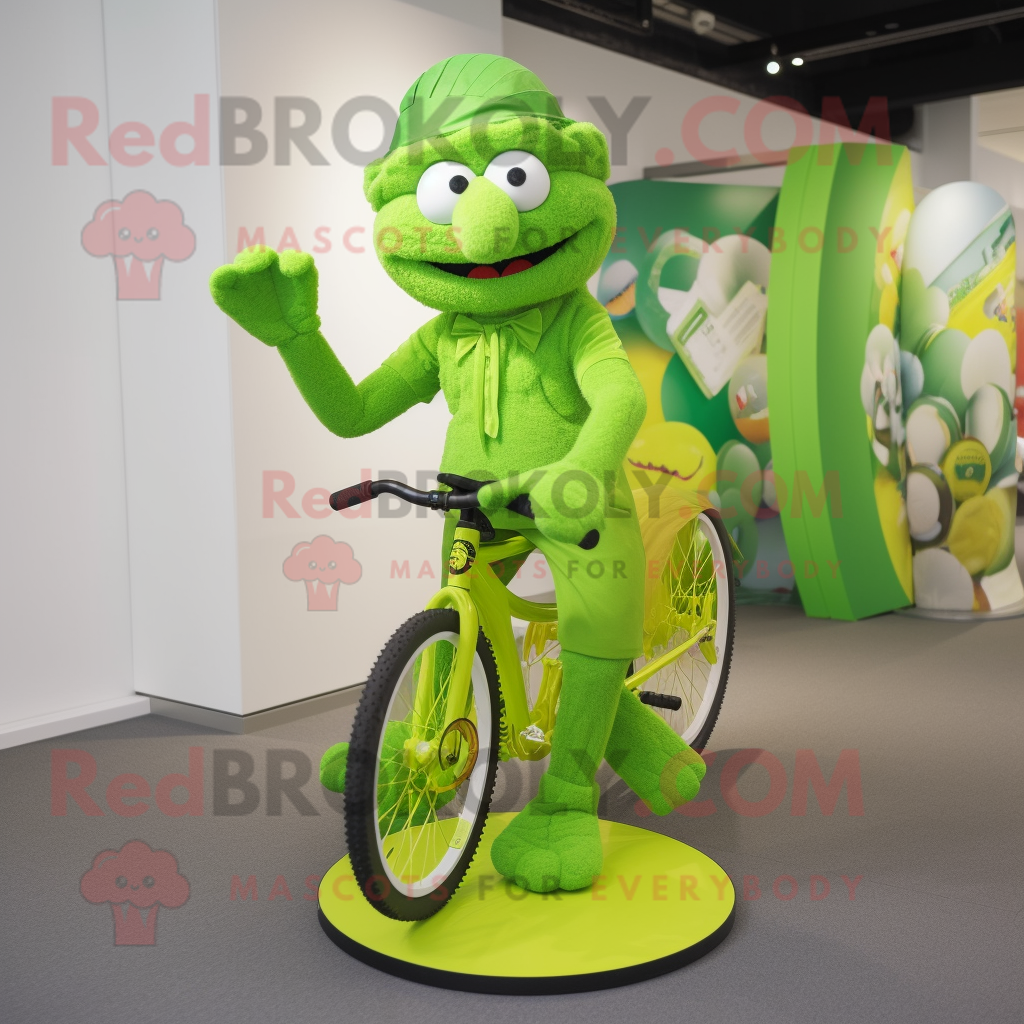 Lime Green Unicyclist mascot costume character dressed with a Playsuit a... - $1,199.00