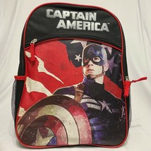 Marvel Captain America 16&quot; Backpack School Bag with 2 Side Mesh Pocket - £13.95 GBP