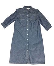 VTG Cherokee Denim Dress Blue Chambray 3/4 Sleeve Button Up Women's  Med... - $13.72