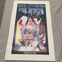 Vintage Poster Bayou City Fun Run 1987 The Houston Festival Liz Hirschey... - £34.06 GBP