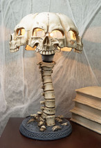 Ebros Evil Resurrection Ossuary Skulls Shade W/ Bone Spine Column Table Lamp - £106.97 GBP