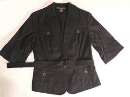 BANANA REPUBLIC LADIES BLACK CASUAL/OFFICE BLAZER 1/4 SLEEVES WITH BELT ... - $21.82