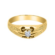 0.5CT Real Moissanita Filigrana Banda Anillo Hombre 14K Oro Amarillo Chapado - $149.07