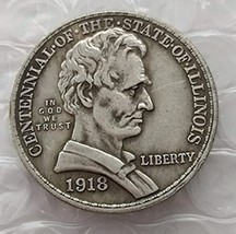 Rare Antique USA United States 1918 Lincoln Silver Color Half Dollar Coin - £22.07 GBP