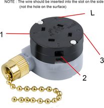 Pull Chain Switch (Brass Chain), 3 Speed, 5-8 Wire, Ceiling Fan Switch Ze-208D, - £21.47 GBP