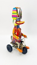 MINT Vintage Schylling Duck On Bike Wind-Up Tin Toy in Original Box - $28.98