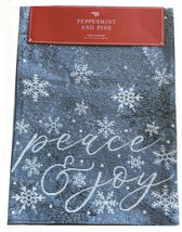 Peace Joy Snowflake Table Runner Tapestry 13x72&quot; Christmas Silver Gray Blue - £28.88 GBP