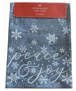 Peace Joy Snowflake Table Runner Tapestry 13x72&quot; Christmas Silver Gray Blue - £28.63 GBP