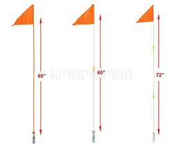 ORIGINAL Safety Orange Flag Pole 60&quot; OR 72&quot; Bicycle Axle Mount High Visi... - £13.61 GBP+