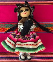 Peruvian Andean Folk Art Doll with Crochet 2 Babies 8.5" NWOT - $9.98