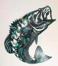 Bass Fish - Metal Wall Art - Metallic Green 22&quot; x 19&quot; - £57.28 GBP