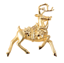 Unmarked Bright and Satin Reindeer Christmas Pin Brooch Vtg Beautiful - £11.02 GBP