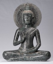 Antique Khmer Style Bronze Buddha Statue Dharmachakra Teaching Mudra - 50cm/20&quot; - £1,978.41 GBP