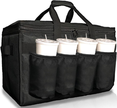 Insulated Food Delivery Bag W/ Cup Holders/Drink Carriers Premium, Doord... - £26.11 GBP+