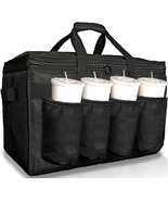 Insulated Food Delivery Bag W/ Cup Holders/Drink Carriers Premium, Doord... - £26.13 GBP+
