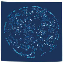 Printed Image Stars Bandanna 22&quot; x 22&quot; Navy Blue Constellations Horoscope Space - £8.30 GBP