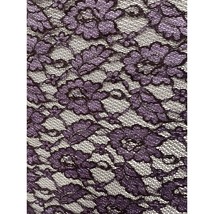 Purple Black Floral Alencon Lace Fabric Piece 44&quot; x 72&quot; - 2 Yards - £12.21 GBP