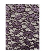 Purple Black Floral Alencon Lace Fabric Piece 44&quot; x 72&quot; - 2 Yards - £12.02 GBP