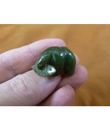 (Y-BEA-515) little green Canadian Jade Bear with fish gemstone FIGURINE cub - $23.36