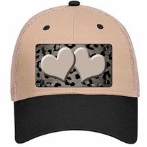 Tan Black Cheetah Hearts Oil Rubbed Novelty Khaki Mesh License Plate Hat - £23.31 GBP