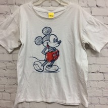Mickey Mouse Disney Womens T-Shirt White Red Short Sleeve Crew Neck Vint... - $15.35