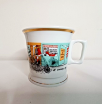 MCM Barber Shop/Bicycle Shop Coffee Mug/Cup Gold Trim A Century Ago Ceramic Cup - £13.92 GBP