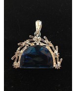 Fashion Blue Crystal Necklace Pendant Ornamental 925 Silver Ships N 24h - $40.37