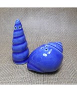 Blue Seashell Mini Ceramic Salt &amp; Pepper Shakers Coastal Decor  - $14.90