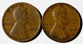 Wheat Cent Lot Of 2 Pennies 1928 &amp; 1936 Penny One Coin Estate - $1.96