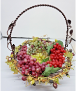 Metal Wire Basket With Beautiful Fruit And Vine Stunning with grapes - $417.88 MXN