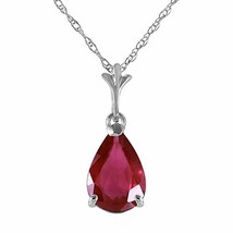 Galaxy Gold GG 1.75 ct 14k 18&quot; Solid White Gold Pear-shaped Ruby Drop Pendant Ne - £237.08 GBP