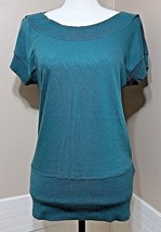 Banana Republic Sz Large Green Sweater Wool Modal Blend Cap Sleeve Boat Neck Top - £22.80 GBP