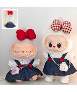 Trendy Denim Skirt &amp; Red Bow Set for Labubu, Denim Outfit for Labubu, He... - $311.66 MXN