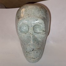 Carved Skull Jasper Stone Crystal  Light Blue W/ Brown Flecks  2.5” H x ... - $14.25