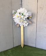 Cemetery flowers, cemetery decoration, daisies memorial flowers, cross m... - $26.00