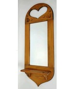 Handmade Solid Wood Heart Accent Wall Mirror w/Shelf 3&#39; Long Country Cab... - $271.64 CAD