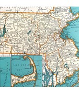 Massachusetts North America Map 1935 United States 14 x 11&quot; New England ... - $49.99