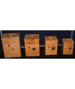 Vintage Hand Painted Wooden Stacking Canister Set Roosters Dovetail Corn... - $33.87 CAD