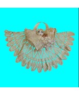 Vintage Handmade Hanging Doll Pin Cushion Crocheted Doily Skirt Appliqué... - $23.38