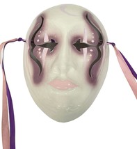 Carnival Mardi Gras Mask Hand Painted Purple Pink Moon Signed Judith Anton - £26.89 GBP