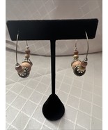 Multicolor Wood + Silver Beaded Hoop Earrings Silver Tone Boho Chic - €9,32 EUR