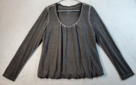 Soft Surroundings  Blouse Top Womens Small Gray Viscose Long Sleeve Round Neck - £12.39 GBP
