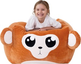 Aubliss Unicorn Stuffed Animal Storage Bean Bag Chair For Kids, Velvet, Monkey - $39.99