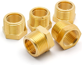 Litoexpe 5Pcs Brass Reducer Hex Bushing, 1/4&quot; NPT Male to 1/8&quot; NPT Female Thread - £8.10 GBP