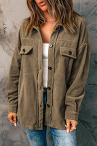 Turn Down Collar Buttoned Shirt Jacket - £39.32 GBP