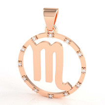 Scorpio Zodiac Sign Diamond Bezel Pendant In Solid 10K Rose Gold - $249.00