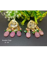 Bollywood Actress Goldplated Kundan Meena Bridal Earrings Jewelry Set Of... - $18.70