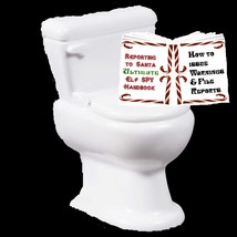 TOILET &amp; BOOK SET Holiday Elf Bunny Doll Potty Bathroom Reading Props Accessory - £7.50 GBP
