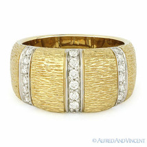0.36 ct Round Diamond Right-Hand Thick Fashion Band 14k Yellow &amp; White Gold Ring - £1,591.02 GBP
